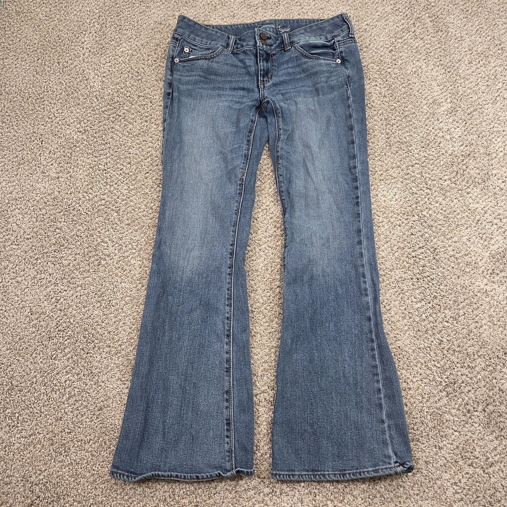 American Eagle Artist Jeans Women's 8 REG Low‎ Rise Flare Medium Wash Y2K Style
